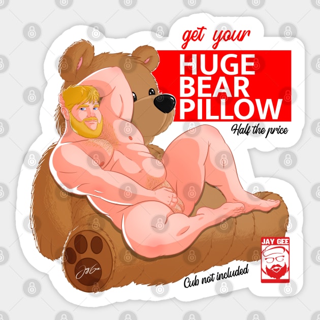 Huge bear pillow Sticker by JayGeeArt